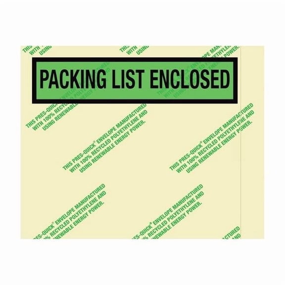 Environmental Pcking Lst Enclsd Envpe,7 x5 1/2",Grn,PK1000 39UK94