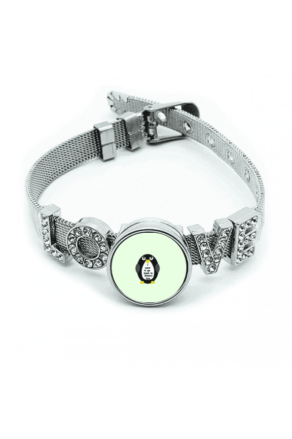Environmental Protect Penguin Bracelet Wristband Crystal Love Adjustable Bangle