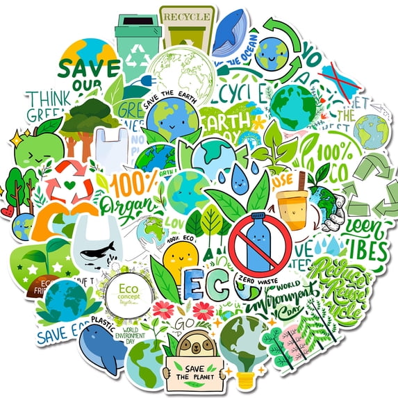 Use Protection Stickers Environmental Protection Stickers 50Pcs Earth Protection Stickers Earth ...