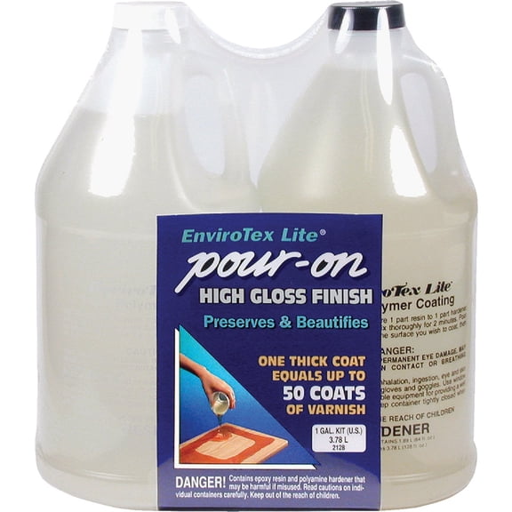 Environmental Technology Envirotex Lite Pour-On Kit - High Gloss Finish - 128-Ounce Gallon — Residential Use, Standard Application
