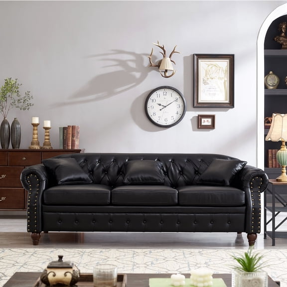 Environmentally - Friendly Leather - Comfortable 3 - Seat Sofa for Relaxing in Living Room