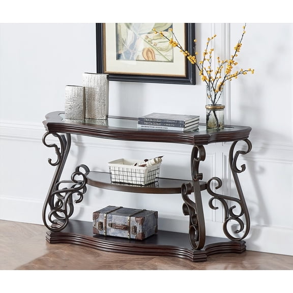 Environmentally Friendly Sofa Table with Marble Paper Shelf & Metal Legs