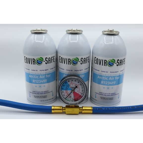 Envirosafe Arctic Air For R1234yf Systems, R-1234yf, 3 Cans and Gauge