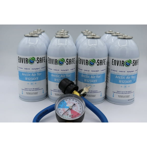 EnviroSafe Arctic Air for R-1234yf, 12 Cans and Charging Gauge