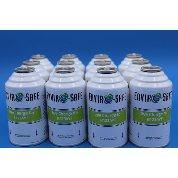 Envirosafe Dye Charge for Automotive R1234YF Systems, Multipack Quantity, 12 Cans, R-1234yf