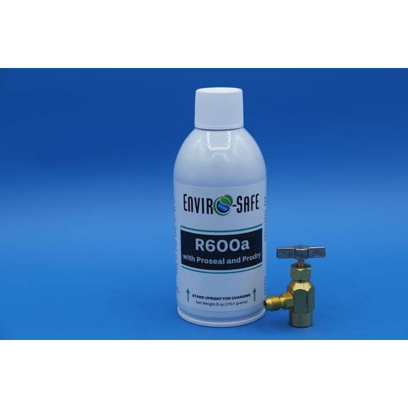 Enviro-Safe R600a Refrigerant with Proseal & Prodry Upright Charging Can, 99.7% Pure, EPA Approved
