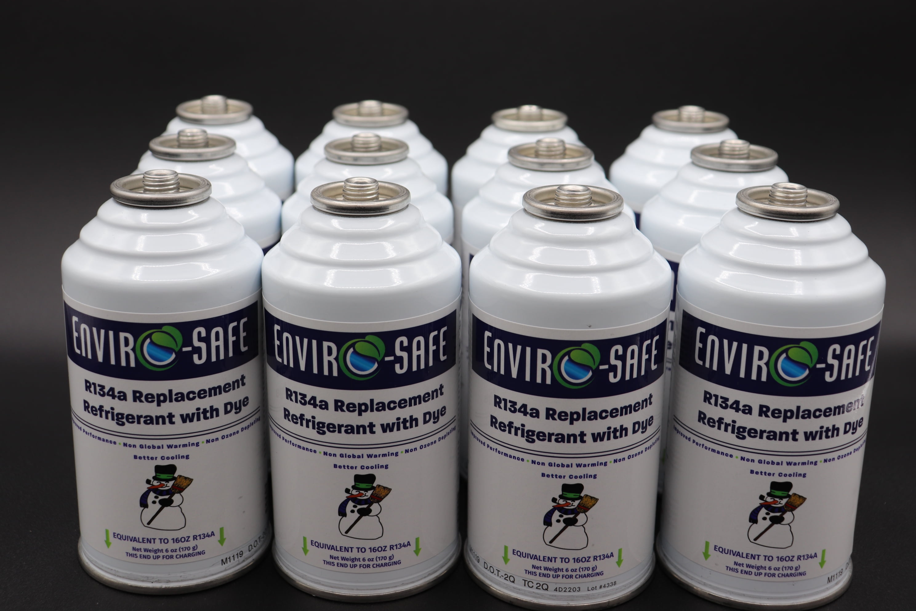Envirosafe R134a, R134, R-134a Replacement Refrigerant with (Dye), Case of 12 Cans #1030