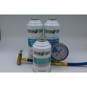 Envirosafe R134a Universal Replacement Refrigerant with Proseal, Prodry, Leak Detector with Brass Gauge, R134 Recharge Kit!