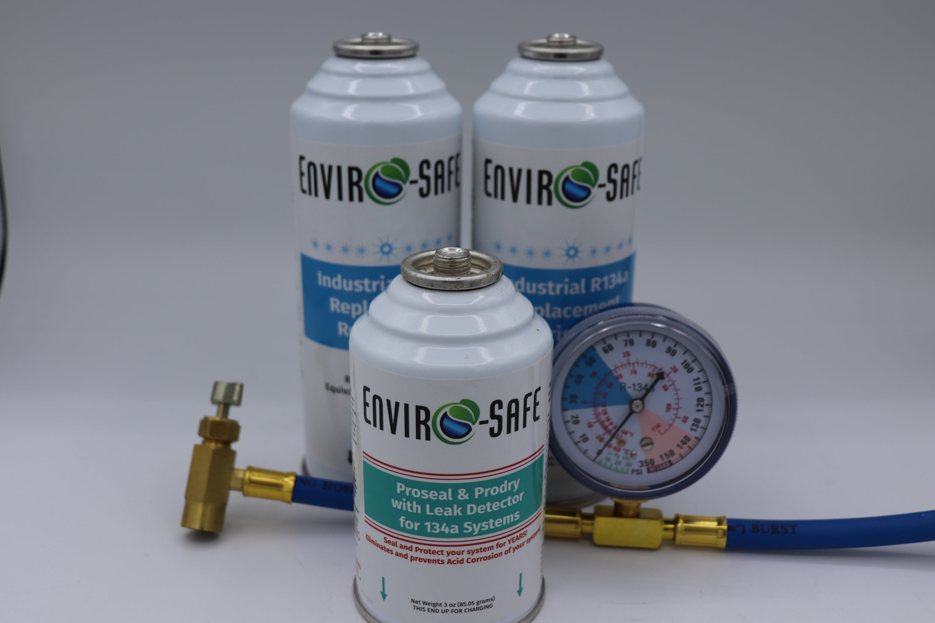 Enviro-Safe R134a Replacement Refrigerant Kit – 21 oz Equivalent with ProSeal, ProDry & Leak Detector Dye