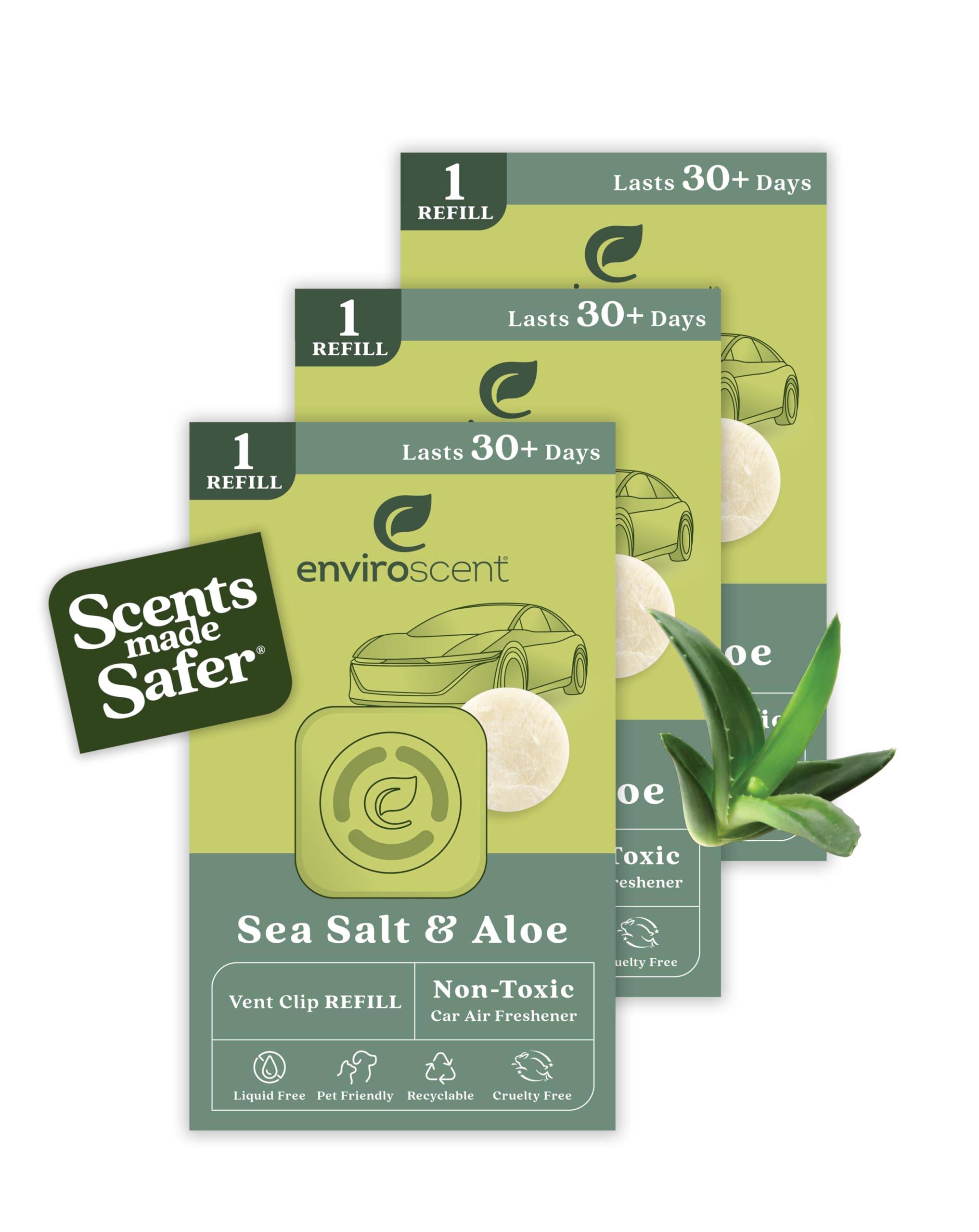 Enviroscent NonToxic Car Air Freshener (Sea Salt & Aloe) Car Air