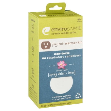 Enviroscent Non-Toxic Liquidless Plug-in Air Freshener Plug Hub & Scent Pod Kit (Spring Water + Lotus)