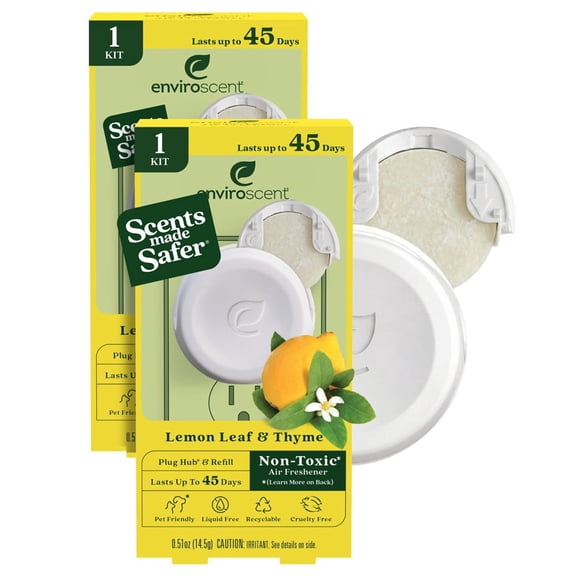Enviroscent Plug Hub Starter Kit, Lemon Leaf & Thyme, Non-Toxic Air Freshner, 2ct