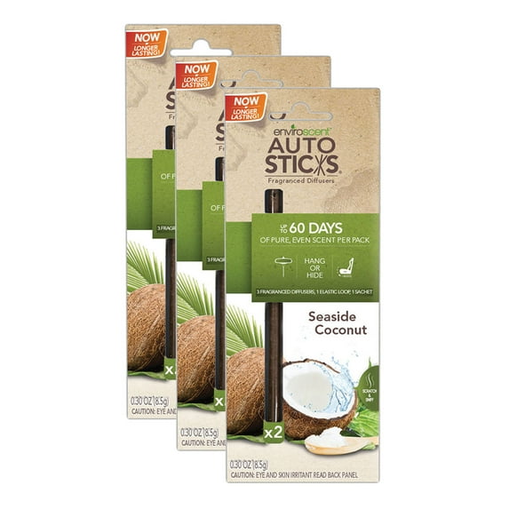 Enviroscents Long-Lasting Automotive Air Fresheners, Paper Seaside Coconut, 6 Count