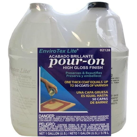 Environmental Technology Envirotex Pour-On Gloss Finish - High Gloss, Clear - 128 Oz
