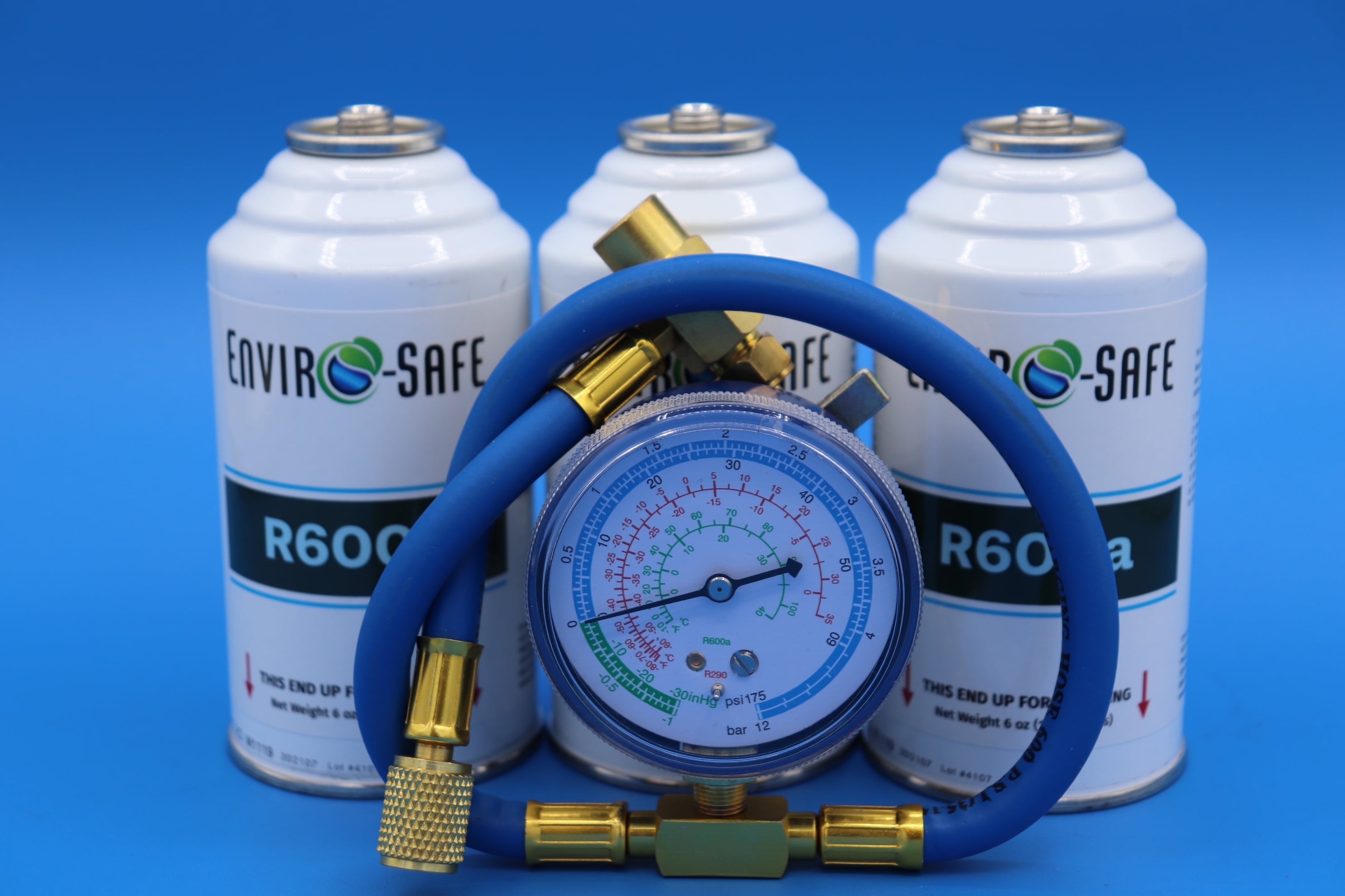 EnviroSafe R600a Refrigerant, 3 Cans and Gauge, Refrigerators