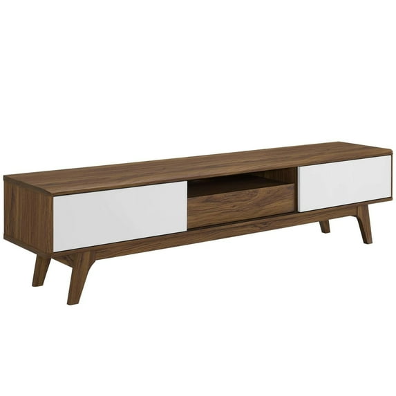 Modway Envision 70" Media Console Wood TV Stand in Walnut White