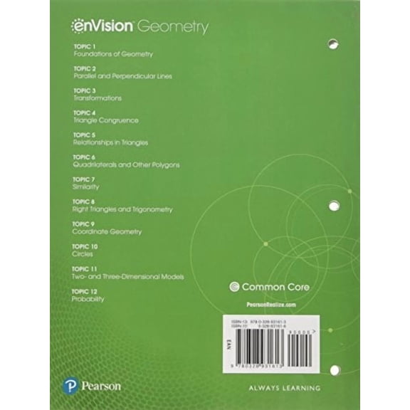 Pre-Owned Envision Aga Common Core Student Companion Geometry Grade 9/10 Copyright2018