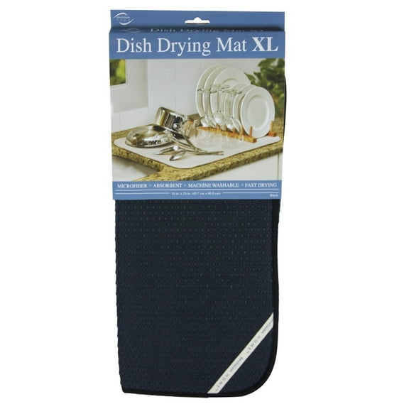 Envision Home 18 x 24 Inches Microfiber XL Dish Drying Mat, Black