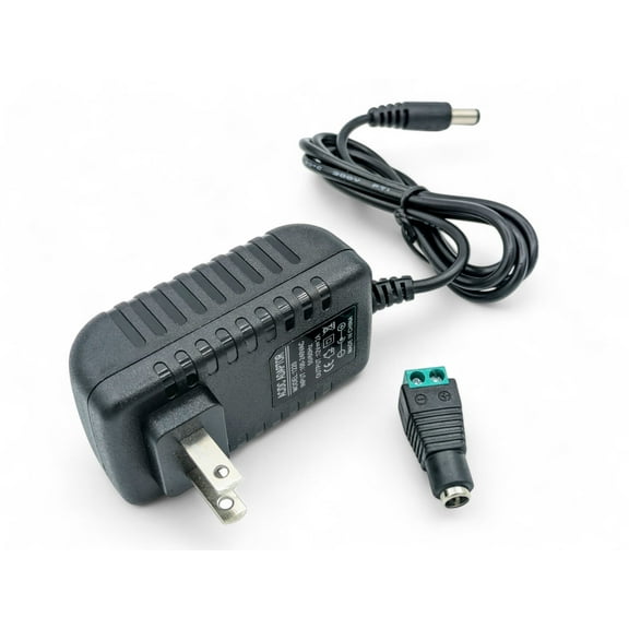 Envistia Mall 12V 2-Prong Power Adapter with 5.5mm x 2.1mm DC Connector and Screw Terminal, New