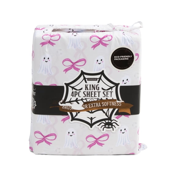 Envogue Girlie Ghosts & Bows Halloween Sheet Set, Full