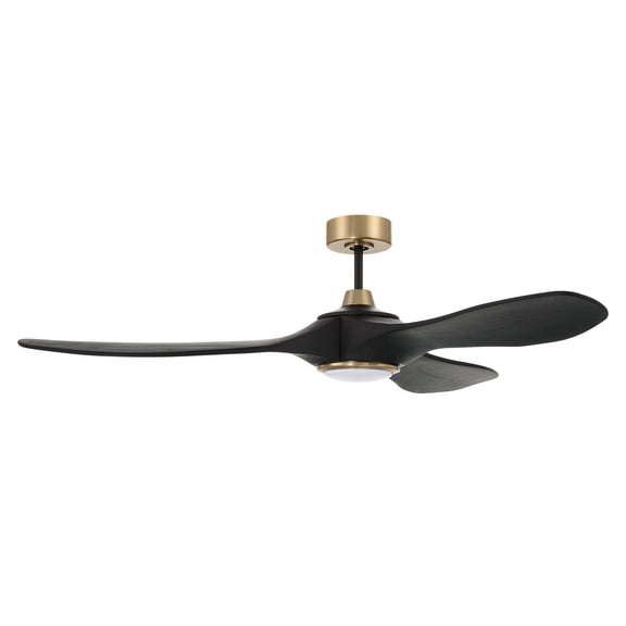 Envy 60 in. Flat Black/Satin Brass Finish Indoor Ceiling Fan, Integrated LED Light & Remote Included