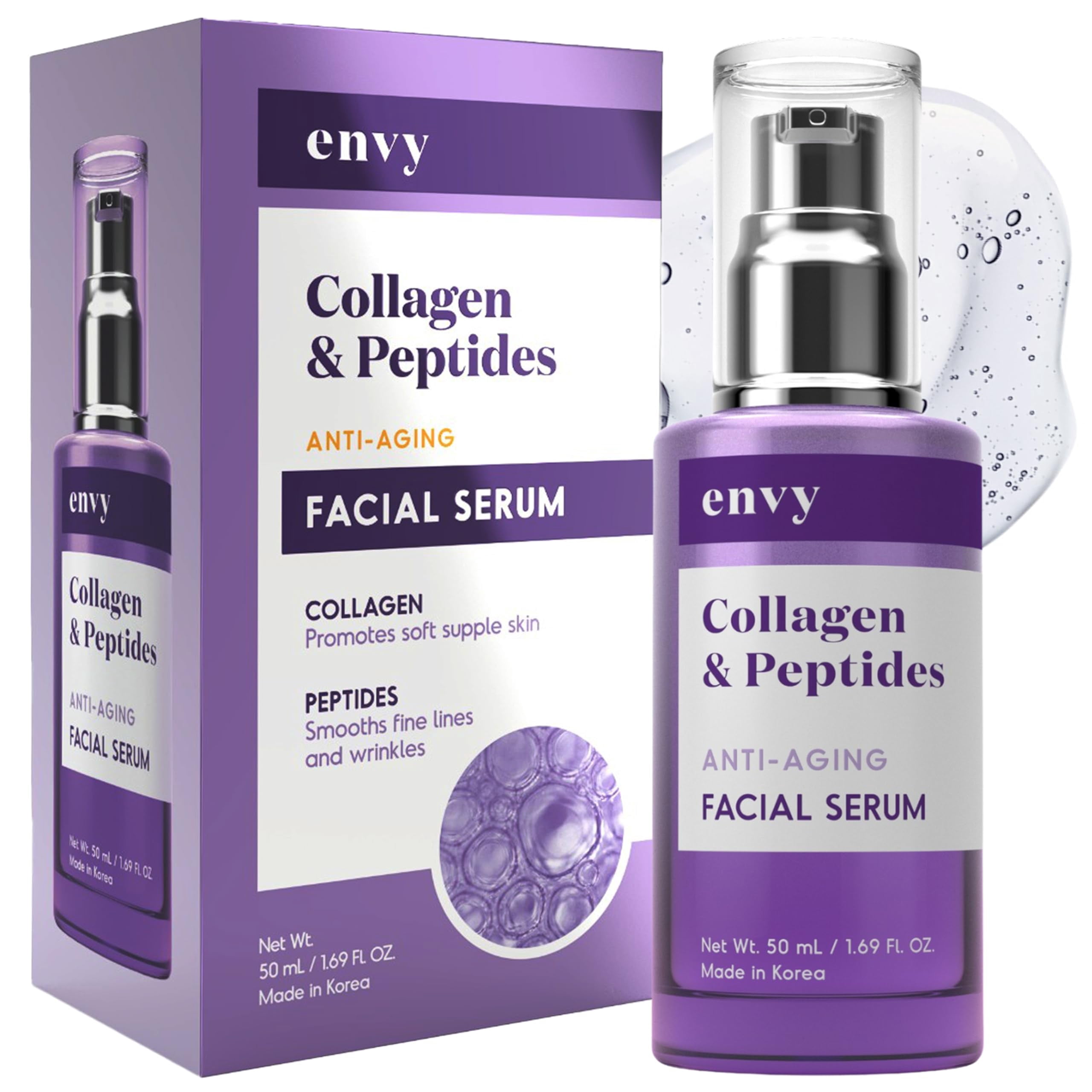 Envy Collagen & Peptides Face Serum - Anti-Aging, Skin Tightening ...
