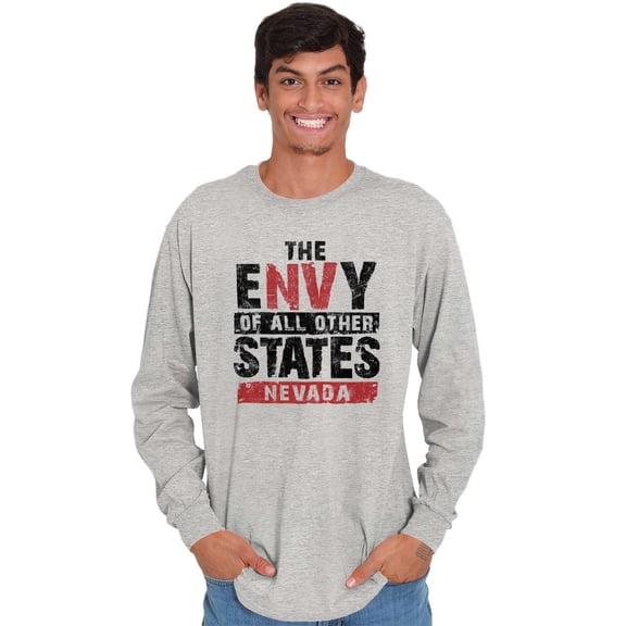 Envy Of All Other States Nevada Pun Plus Size Long Sleeve Graphic Tee Shirt Brisco Brands 3X