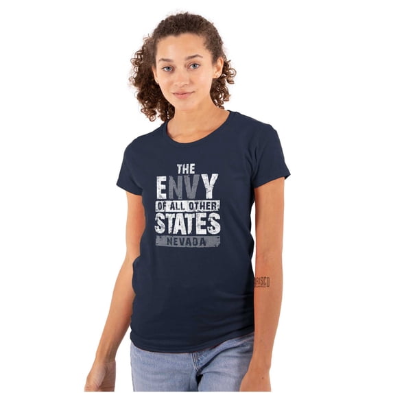 Envy Of All Other States Nevada Pun Womens Slim Fit Graphic Tee Brisco Brands S