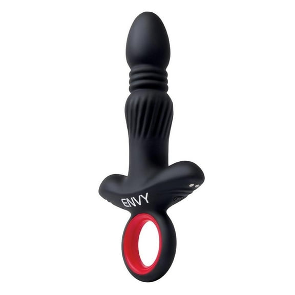 Envy Vibrating Silicone Rechargeable Thrusting Assifier Anal Plug, Black