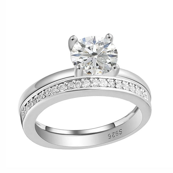 Envy Wedding Ring Set for Women 1.25Ct Solitaire Engagement Matching Band Ginger Lyne Collection