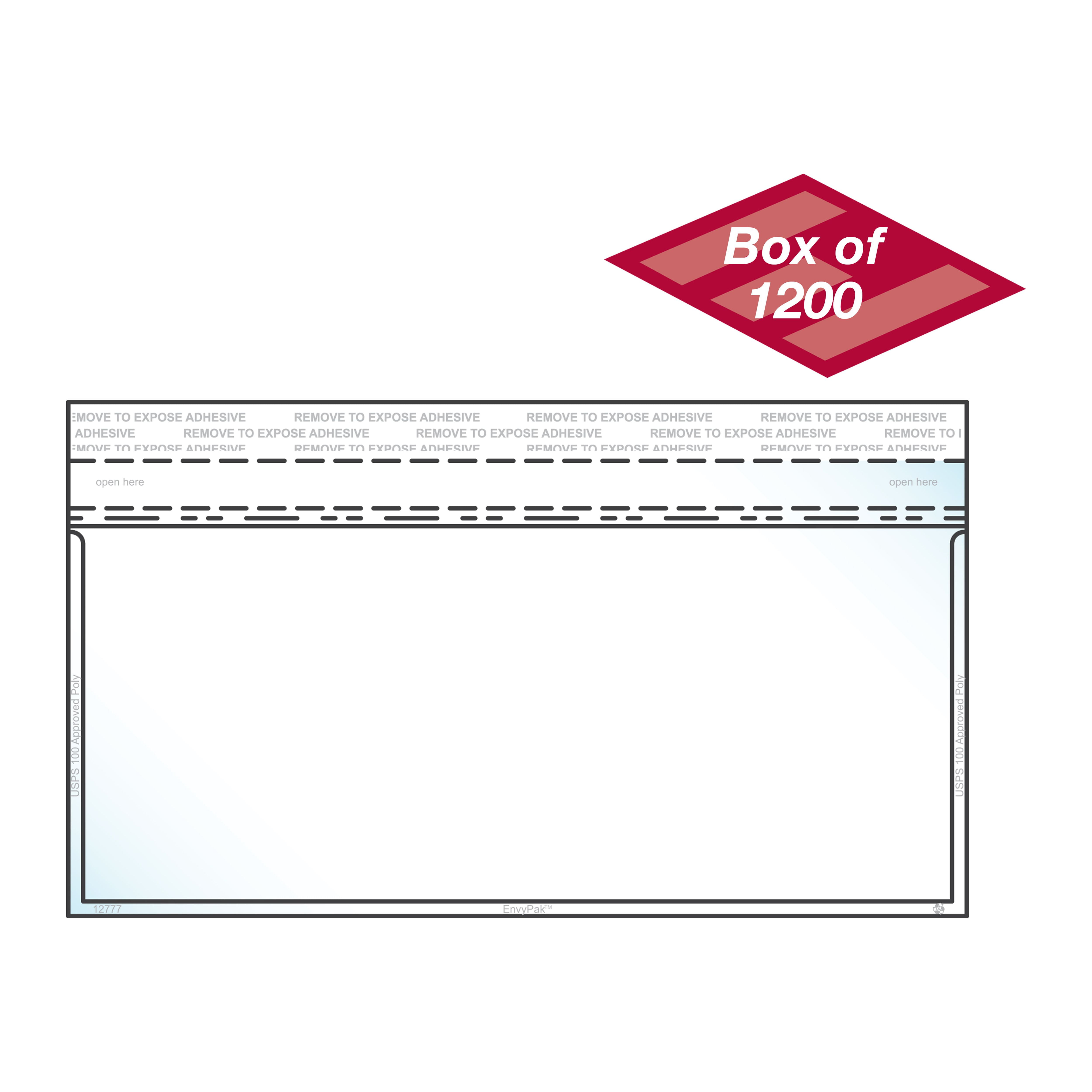 EnvyPak Clear #10 Envelope Holds Folded Letter and Flyers - Permanent Peel and Seal Closure - Insert Size 3.94" x 9" - Box of 1200