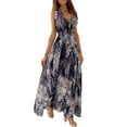 thumbnail image 1 of Enwejyy Women Flower Printed V-Neck Leeveless Halter Lace Bohemian Dress, 1 of 2