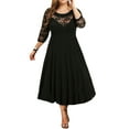 thumbnail image 1 of Enwejyy Women Party Cocktail Formal Dress Ball Gown Solid 3/4 Sleeve Lace A-Line Dress Plus Size, 1 of 6