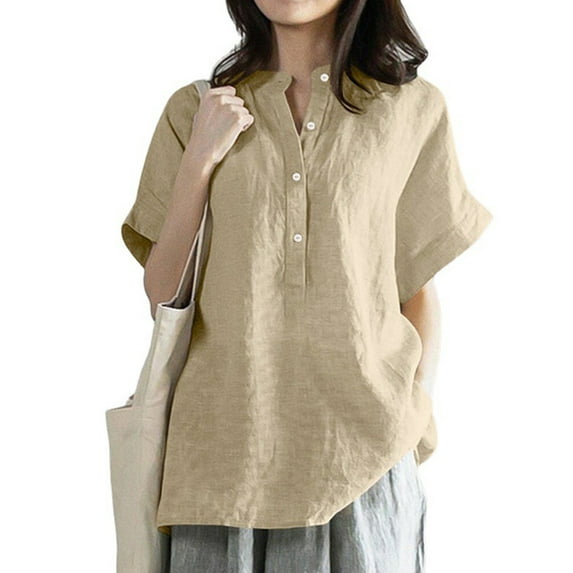 Enwejyy Women Plus Size Casual Solid Color Short Sleeve Relaxed Fit Pullover T-Shirt Blouse Tops