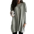 thumbnail image 1 of Enwejyy Women Spring And Autumn Long Sleeve Casual Pocket Midi T-Shirt Top, 1 of 4