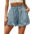 thumbnail image 1 of Enwejyy Women Summer Chiffon Floral Elastic Waist Sashes Casual Shorts, 1 of 2