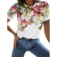 thumbnail image 1 of Enwejyy Women Summer Floral Print Short Sleeve Round Neck Casual Top T-shirt Blouses, 1 of 4