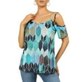 thumbnail image 1 of Enwejyy Women Summer Geometric Print Color Block Open Shoulder Sling Blouse Tops T-Shirts, 1 of 6