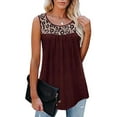 thumbnail image 1 of Enwejyy Women Summer Leopard Print Pleated Sleeveless Loose Tank Blouse Top, 1 of 3