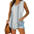 thumbnail image 1 of Enwejyy Women Summer V-Neck Sleeveless Floral Print Striped Loose Tank Tops, 1 of 4