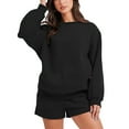 thumbnail image 1 of Enwejyy Women's 2Pcs Outfit Set Winter Sports Sweatshirt Shorts Loungewear Sets Activewear Sets Tracksuit, 1 of 3
