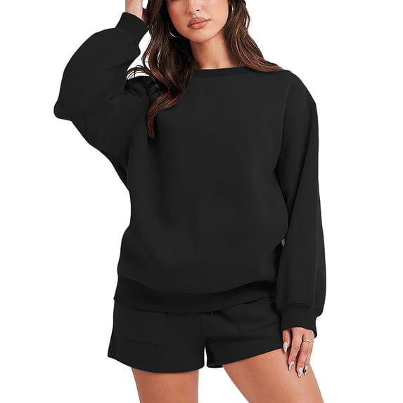 Enwejyy Women's 2Pcs Outfit Set Winter Sports Sweatshirt Shorts Loungewear Sets Activewear Sets Tracksuit