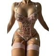 thumbnail image 1 of Enwejyy Women's Christmas Temptation Sexy Sheer Floral One Piece Bodysuit with Garter Belt Lingeries, 1 of 4