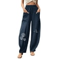 thumbnail image 1 of Enwejyy Women's Cotton Blend Elastic Waist Mid Waist Relaxed Fit Casual Pants, 1 of 6