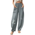 thumbnail image 1 of Enwejyy Women's Cotton Blend Elastic Waist Mid Waist Relaxed Fit Casual Pants, 1 of 6
