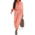 thumbnail image 1 of Enwejyy Women's Cotton Linen Pocket Elastic Waist Long-Sleeved Belt One-Piece Cropped Jumpsuit Plus Size M-5XL, 1 of 3