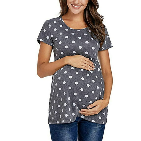 Enwejyy Women's Floral Print Polka Dot Breastfeeding Nursing Maternity Top T-shrits