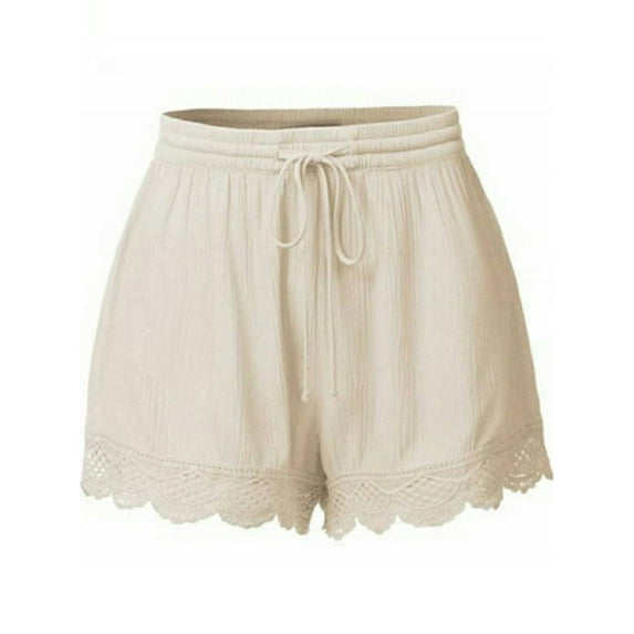 Enwejyy Women's Loose Fit Elastic Waist Drawstring Lace Summer Casual Yoga Lounge Shorts Plus Size