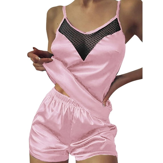 Enwejyy Women's Pajama Sets Nightwear Sexy Camisole Top with Shorts Lace Solid Color Nightshirt Nightgown Sleepwear