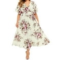 thumbnail image 1 of Enwejyy Women's Plus Size Summer Beach Vocation Bohemian Floral Print Short Sleeve V-Neck Plus Dresses, 1 of 5